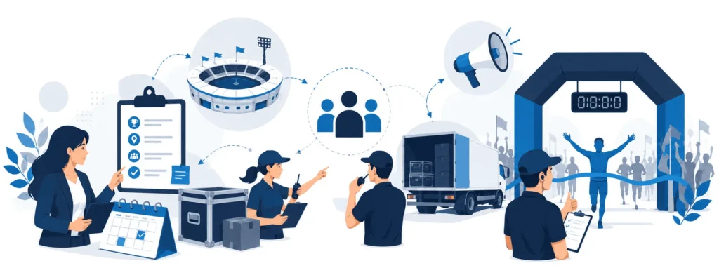 Organisation d'événement sportif par Blue-Carrousel – accompagnement logistique, coordination d'équipes et mise en œuvre de A à Z